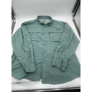 L.L.Bean Men's XL Vented Fishing Shirt Long‎ Sleeve Teal Outdoor Nylon